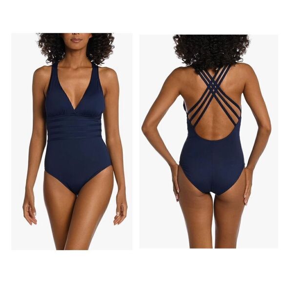 La Blanca Women's Island Goddess Multi-Strap Cross Back One Piece Swimsuit - Picture 1 of 5